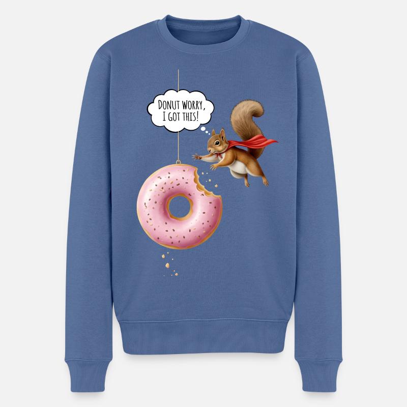 Niedliche Eichhörnchen mit Donut - Männer Premium Bio Pullover - Taubenblau