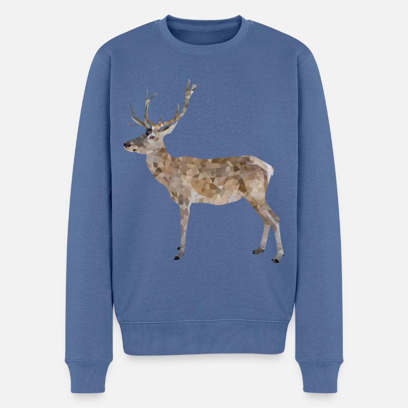 Hirsch Geweihträger - Männer Premium Bio Pullover - Taubenblau