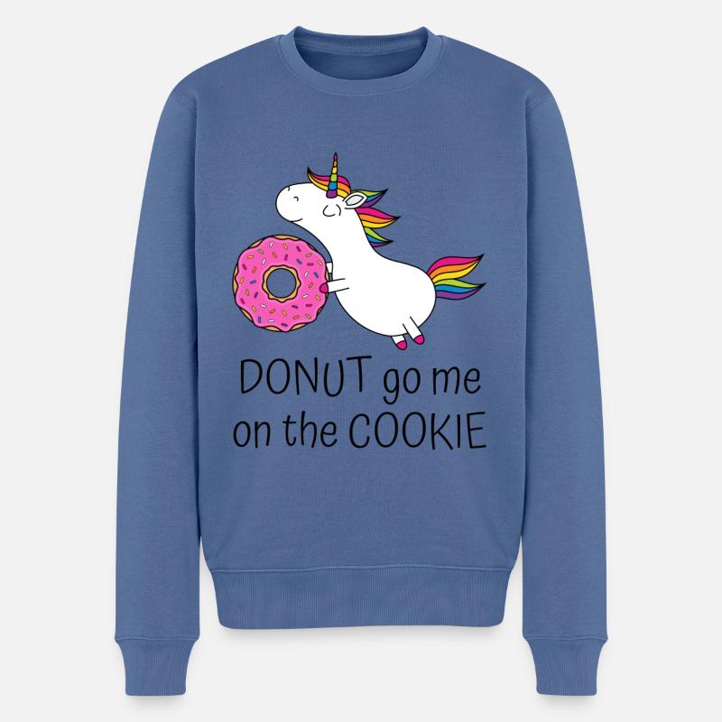 Einhorn Spruch Donut Go Me On The Cookie mit Donut - Männer Premium Bio Pullover - Taubenblau