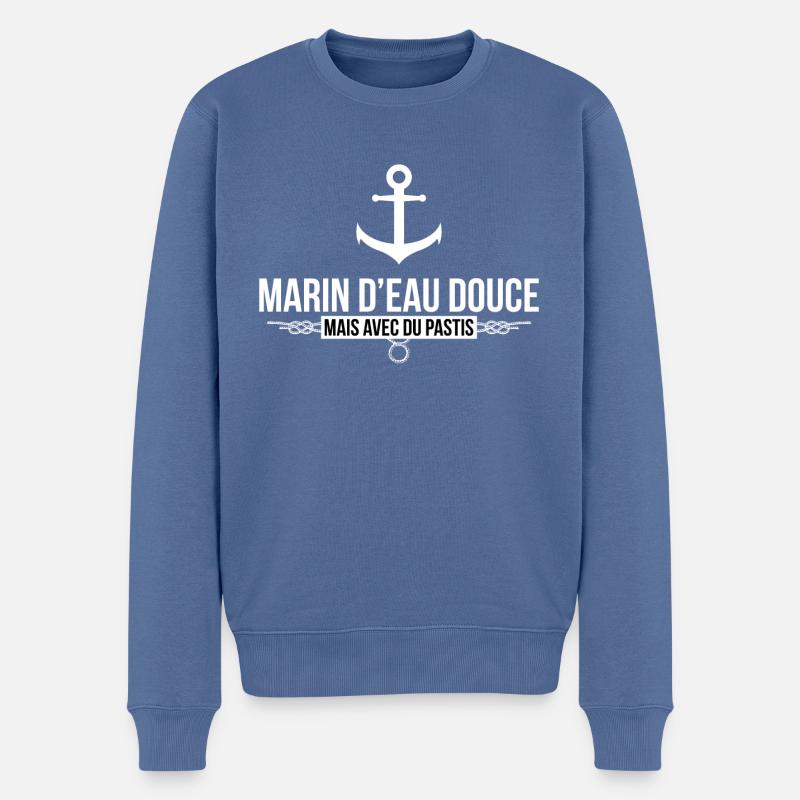 MARIN D EAU DOUCE - Pull Premium bio Homme - bleu pigeon