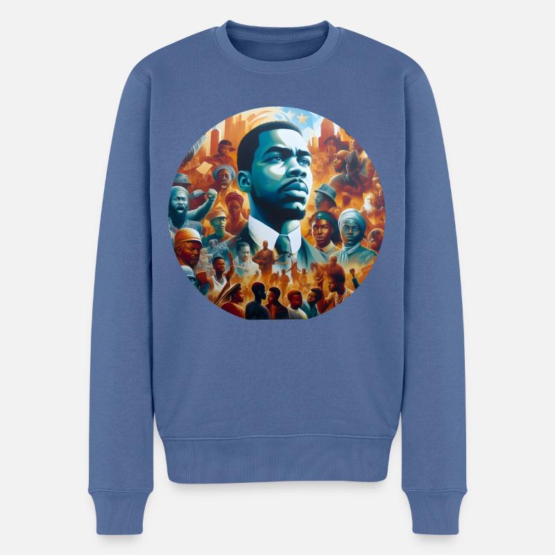Widerstandsfähigkeit im Afro-Stil - Männer Premium Bio Pullover - Taubenblau