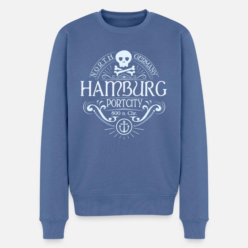 Hamburg Hafenstadt - Männer Premium Bio Pullover - Taubenblau
