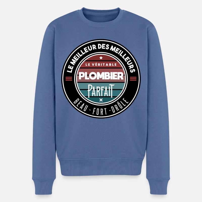 Le véritable plombier parfait - Pull Premium bio Homme - bleu pigeon