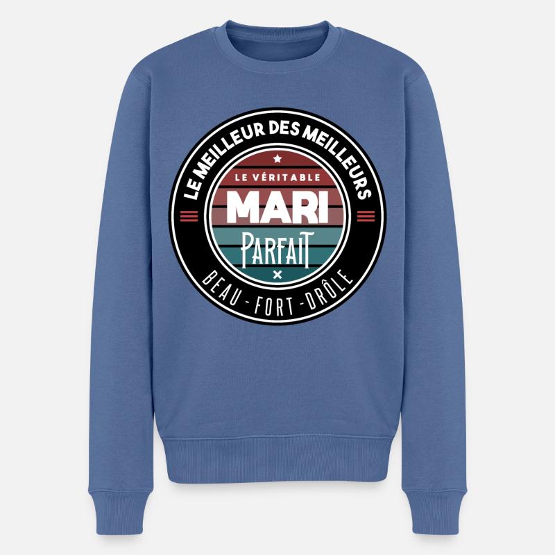 Le véritable mari parfait - Pull Premium bio Homme - bleu pigeon