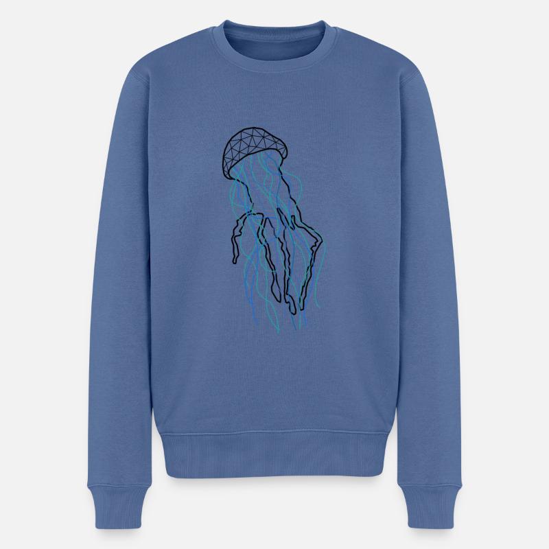 Jellyfishh GeomeTRIX - Männer Premium Bio Pullover - Taubenblau
