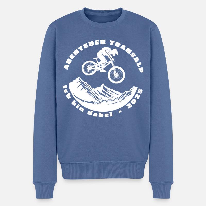 Abenteuer Transalp - Ich bin dabei - 2025 Fahrrad - Männer Premium Bio Pullover - Taubenblau