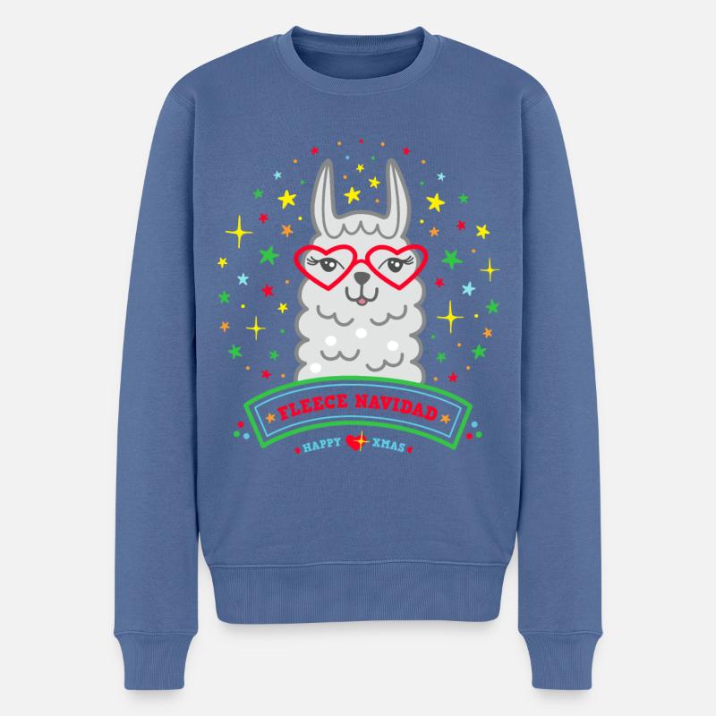 Lama Pull De Noël Cadeau De Noël Alpaca - Pull Premium bio Homme - bleu pigeon