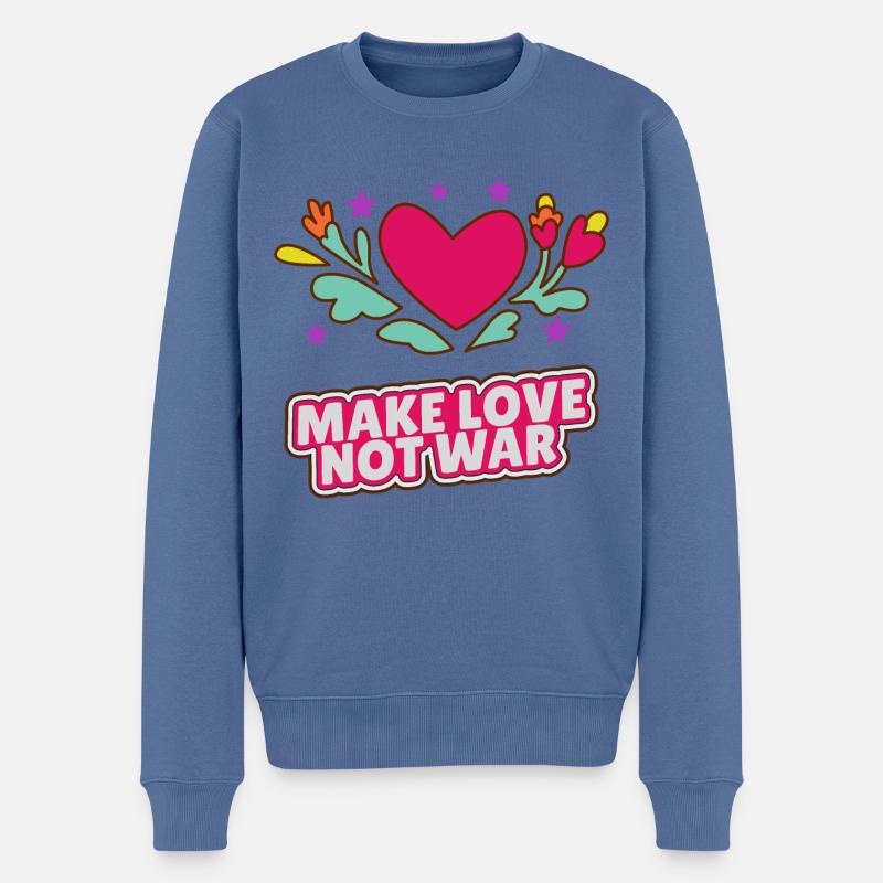 Mach Liebe nicht Krieg - Männer Premium Bio Pullover - Taubenblau