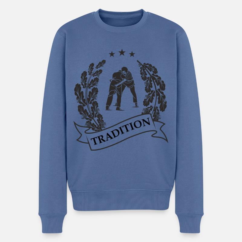 Les lutteurs Tradtition aiment la lutte - Pull Premium bio Homme - bleu pigeon