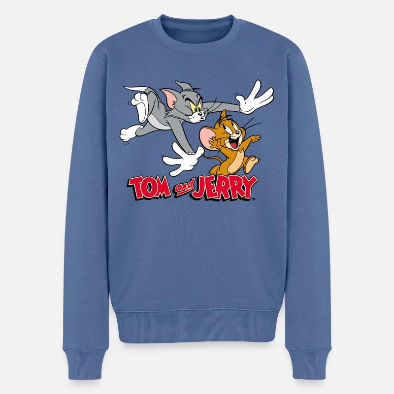 Tom Und Jerry Jagd - Männer Premium Bio Pullover - Taubenblau