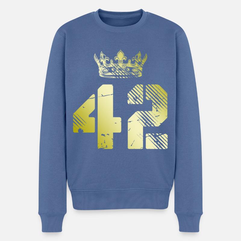 42 Couronne numérique - Pull Premium bio Homme - bleu pigeon