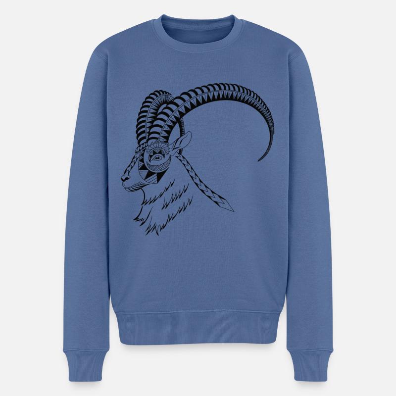 steinbock - Männer Premium Bio Pullover - Taubenblau