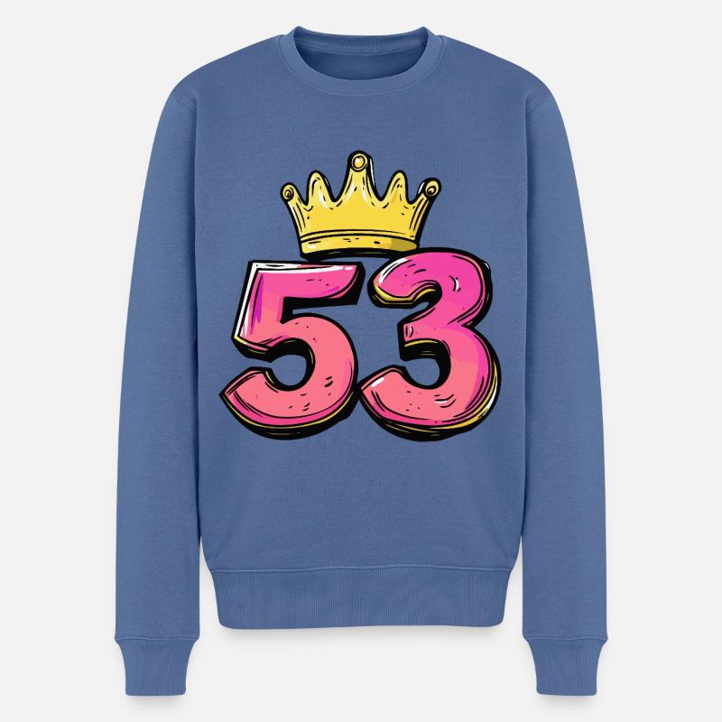 Couronne à 53 chiffres - Pull Premium bio Homme - bleu pigeon