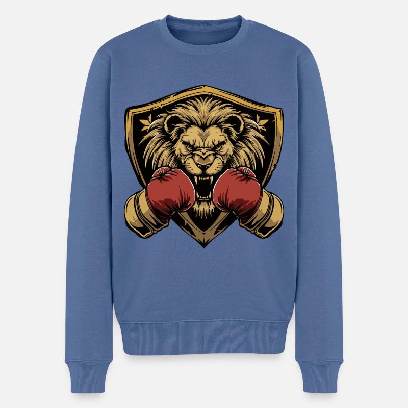 Löwe Boxer MMA Logo - Männer Premium Bio Pullover - Taubenblau