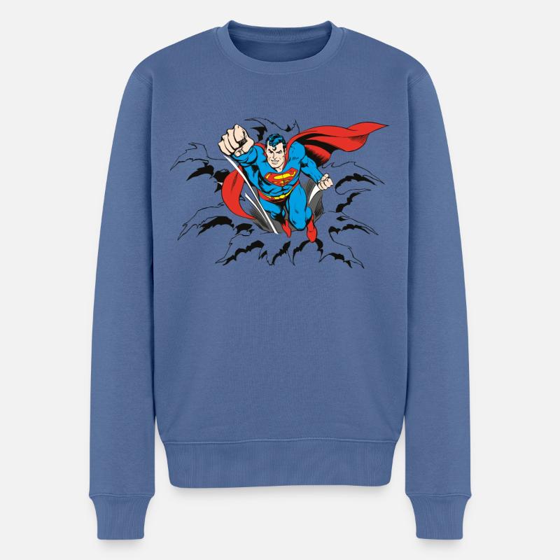 DC Comics Originals Superman Fliegend - Männer Premium Bio Pullover - Taubenblau