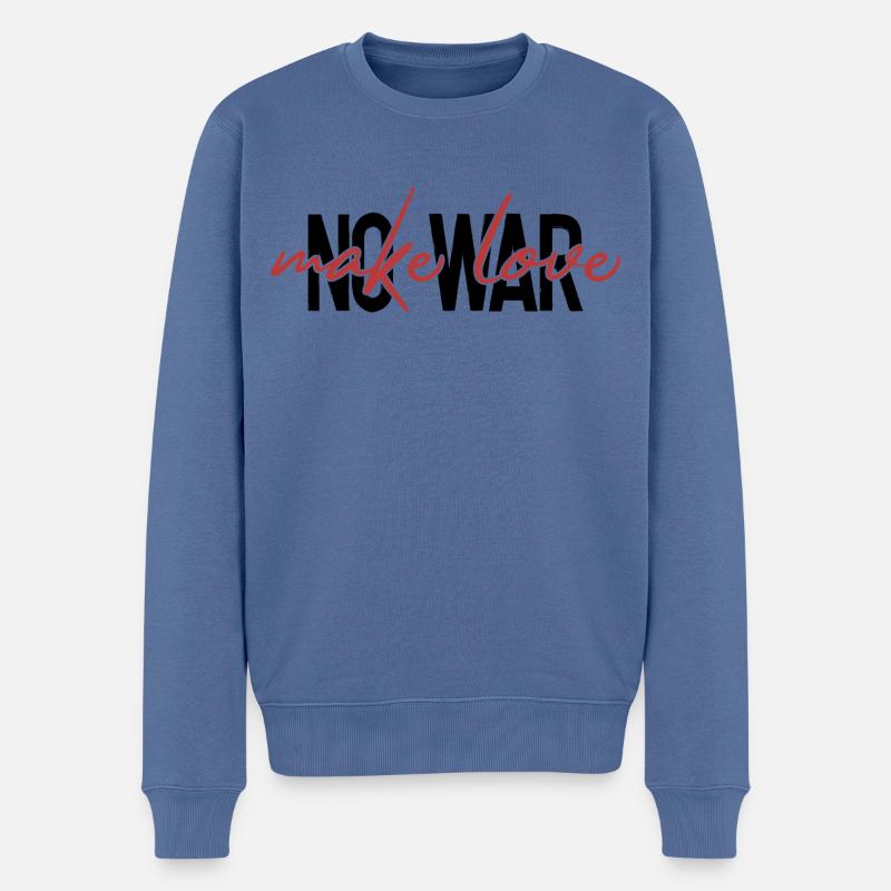 Make love - no war - Männer Premium Bio Pullover - Taubenblau