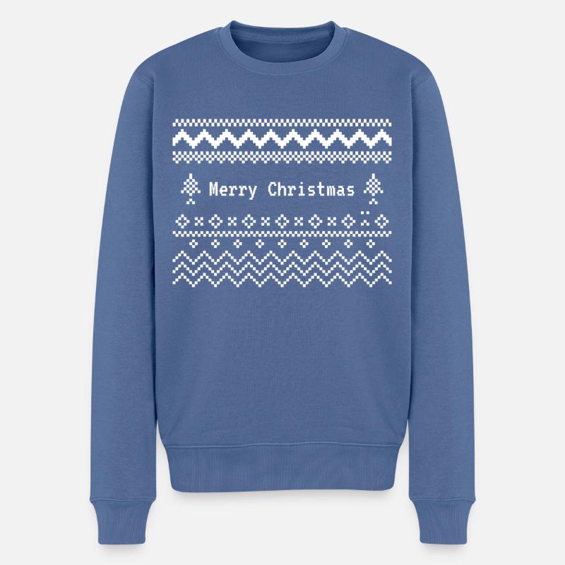 Merry Christmas Pattern - Pull Premium bio Homme - bleu pigeon