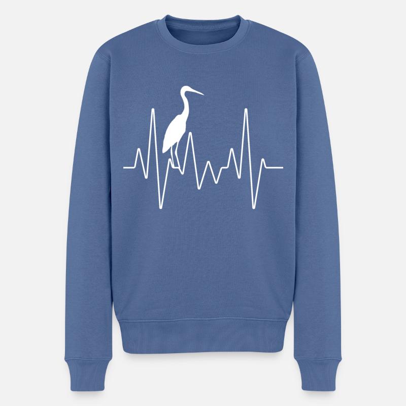 Elektrokardiogramm Herzfrequenz-Storch - Männer Premium Bio Pullover - Taubenblau
