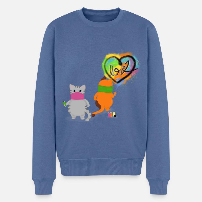 La guérilla du graffiti répand l’amour - Pull Premium bio Homme - bleu pigeon