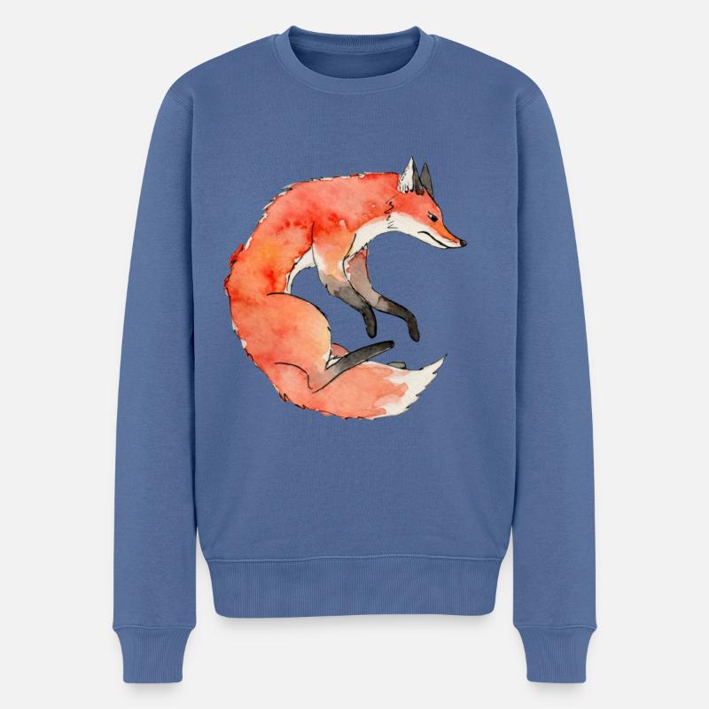 Fuchs - Männer Premium Bio Pullover - Taubenblau