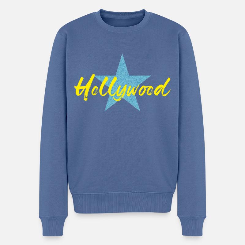Hollywoodstar - Männer Premium Bio Pullover - Taubenblau