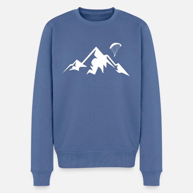 Paragleiter mit Berge Paraglider Paragliding - Männer Premium Bio Pullover - Taubenblau