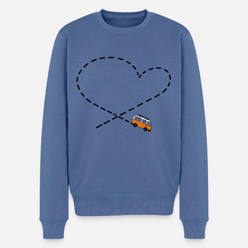 Camper love Bus Camping Herz - Männer Premium Bio Pullover - Taubenblau