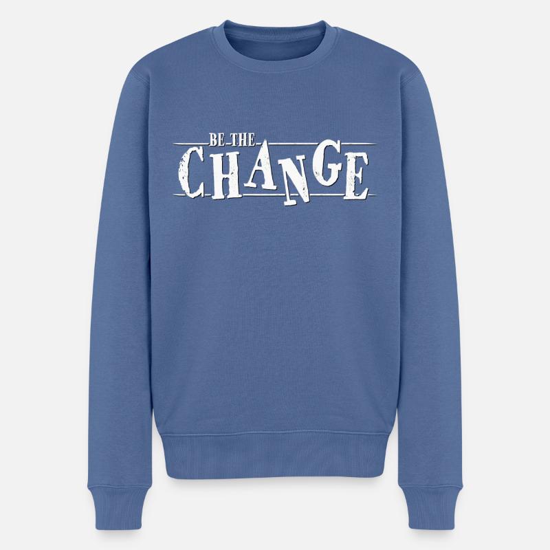 Sei der Wandel! Klimaschutz Soziale Gerechtigkeit - Männer Premium Bio Pullover - Taubenblau