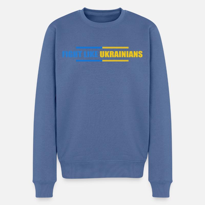 Kämpfen wie Ukrainer - Männer Premium Bio Pullover - Taubenblau