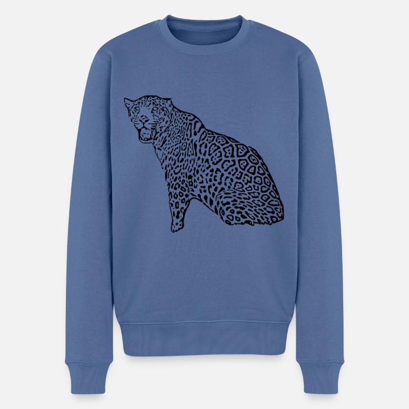 leopard schwarz - Männer Premium Bio Pullover - Taubenblau