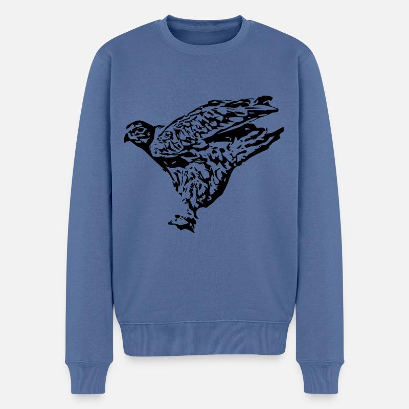 Wanderfalke Baumfalke T-shirt Geschenk  - Männer Premium Bio Pullover - Taubenblau