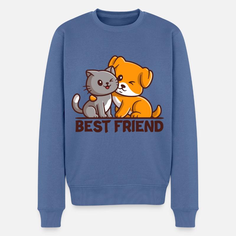 Best Friend - bester Freund - Männer Premium Bio Pullover - Taubenblau