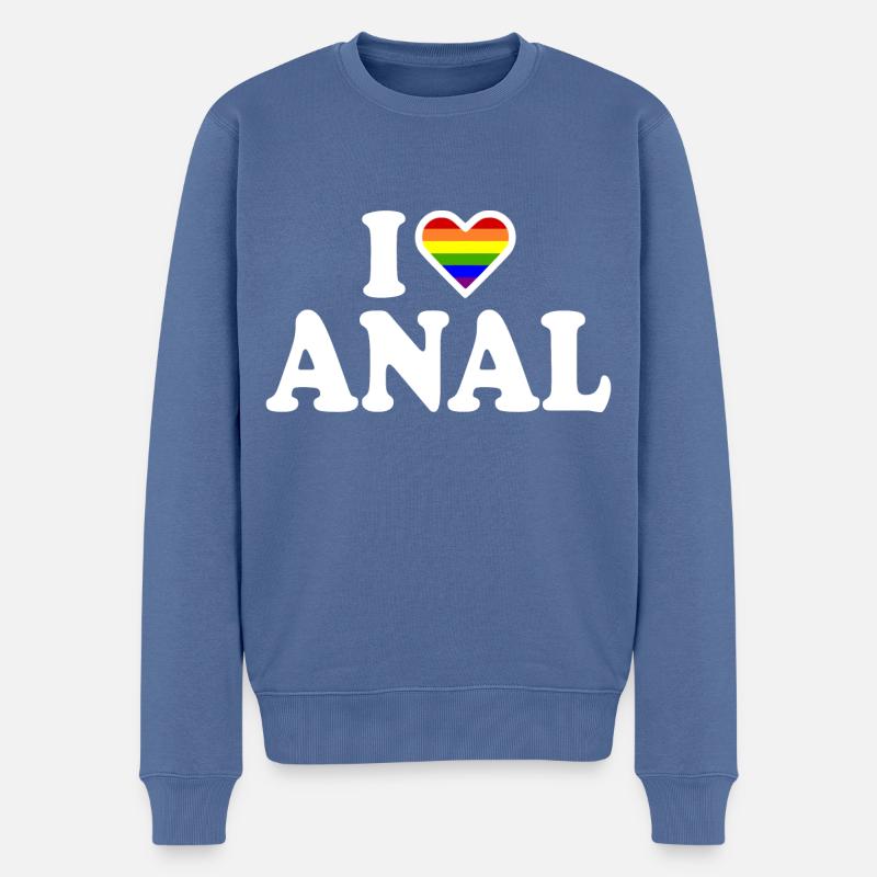 I love anal - Pull Premium bio Homme - bleu pigeon