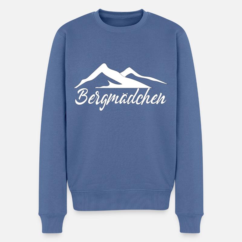 Damen Bergmädchen Wandern Geschenk Wandershirt - Männer Premium Bio Pullover - Taubenblau