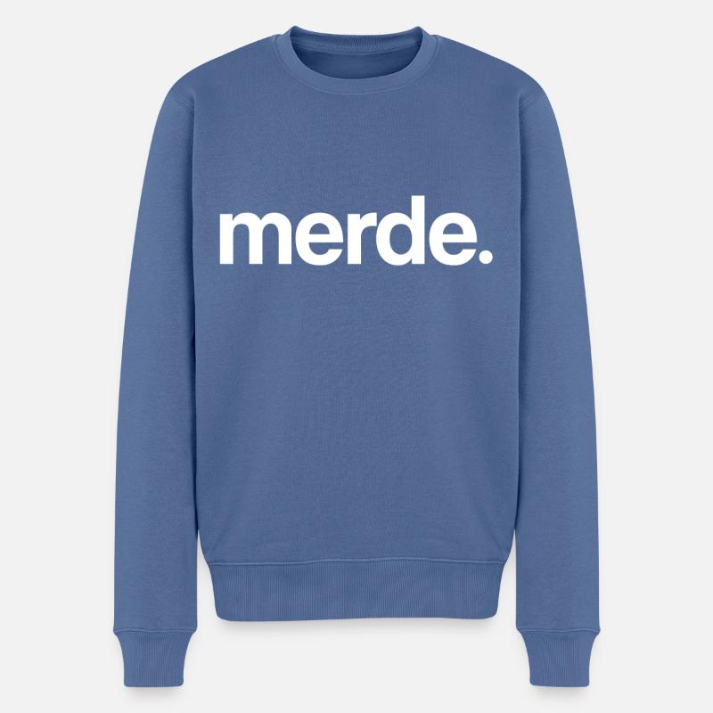 Merde. (blanc) - Pull Premium bio Homme - bleu pigeon