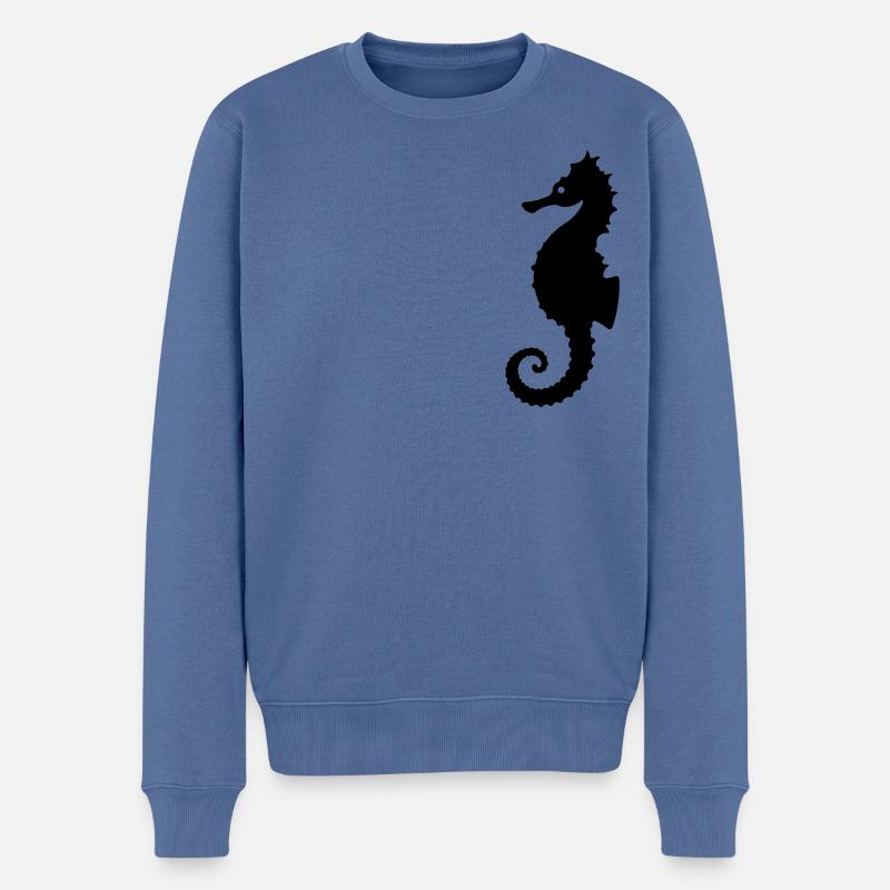 seahorse logo - Männer Premium Bio Pullover - Taubenblau