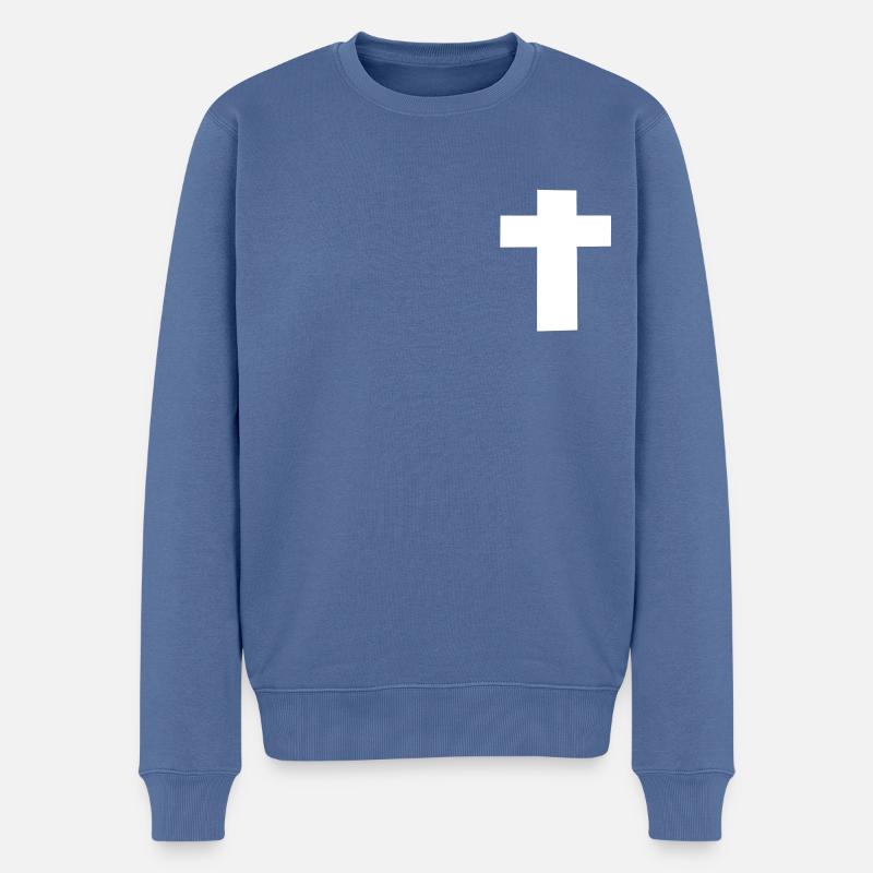 Cross - Männer Premium Bio Pullover - Taubenblau