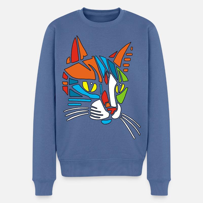 Stammeskatze - Männer Premium Bio Pullover - Taubenblau