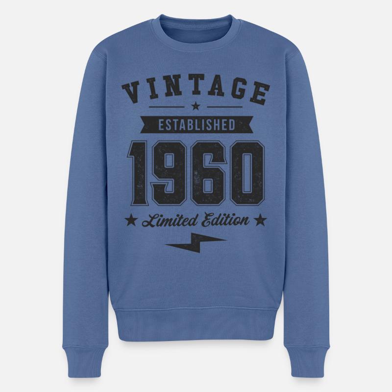 Millésime 1960 - Pull Premium bio Homme - bleu pigeon