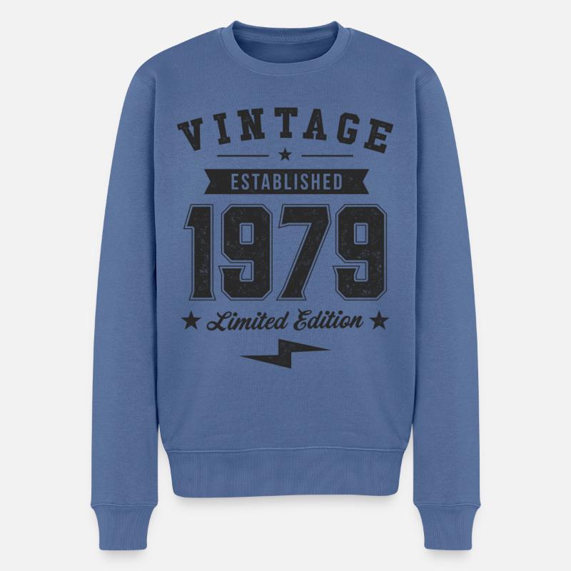 Millésime 1979 - Pull Premium bio Homme - bleu pigeon
