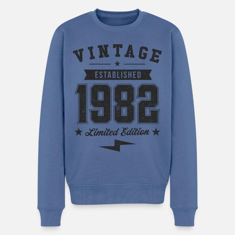 Millésime 1982 - Pull Premium bio Homme - bleu pigeon