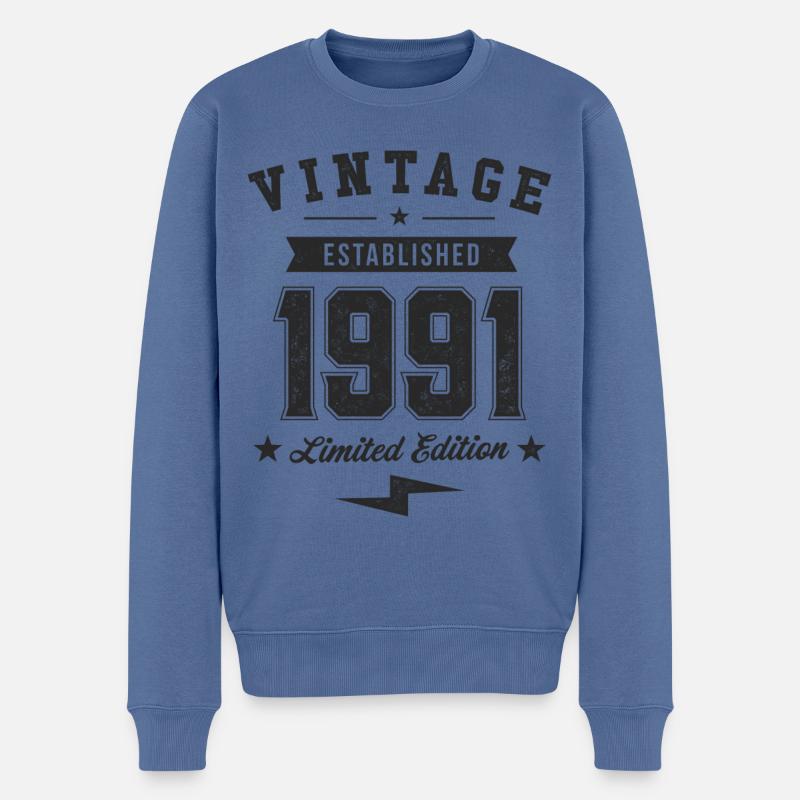 Millésime 1991 - Pull Premium bio Homme - bleu pigeon