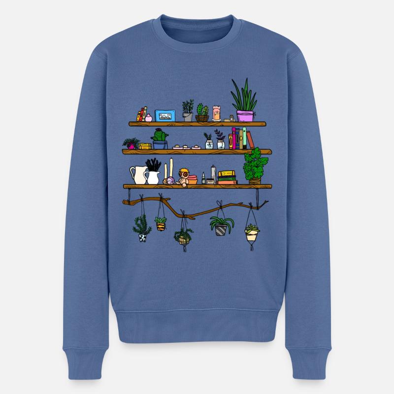 Hängeregale - Männer Premium Bio Pullover - Taubenblau