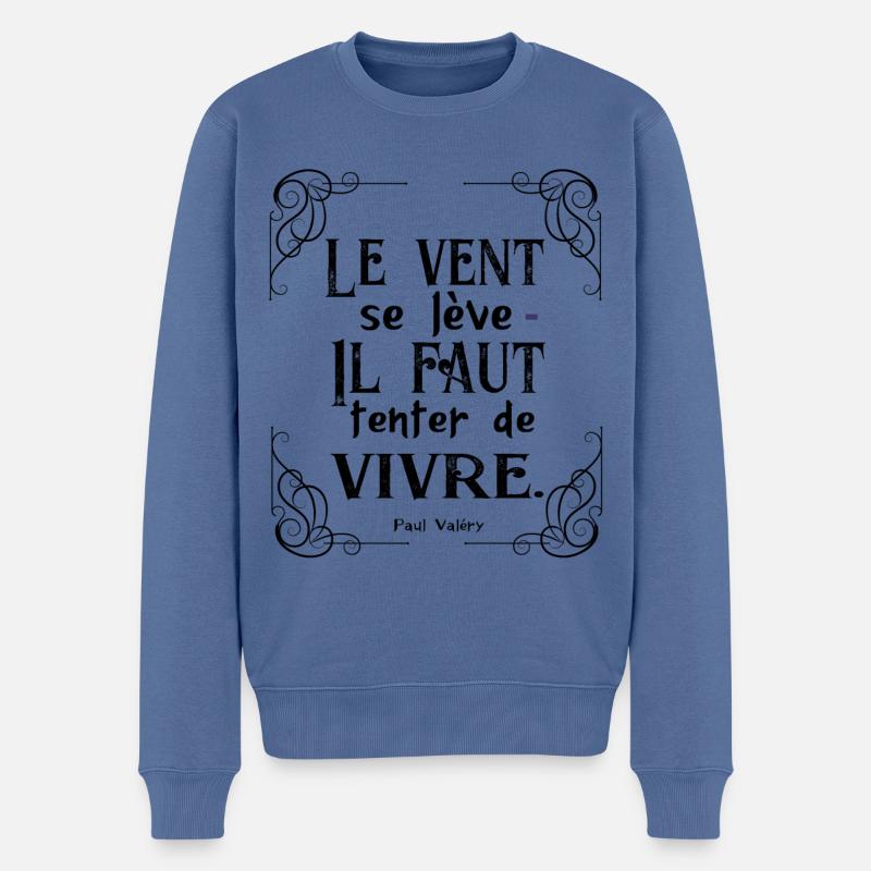 Le vent se lève... - Männer Premium Bio Pullover - Taubenblau