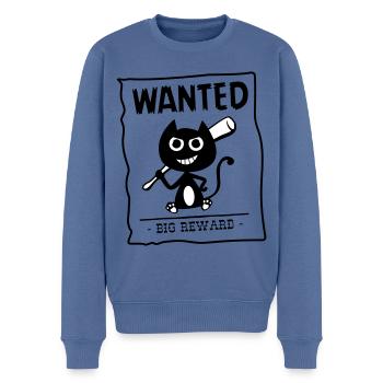 Katze von der Polizei gesucht! Humor Katze! - Männer Premium Bio Pullover - Taubenblau - Vorne - Nico (187cm)