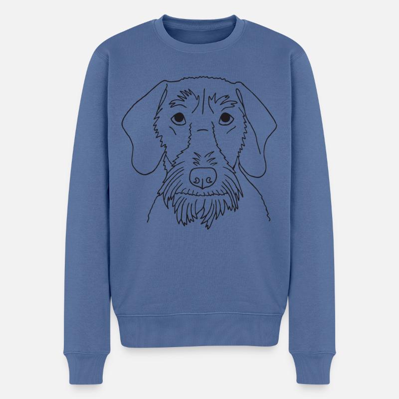 Rauhaardackel - Männer Premium Bio Pullover - Taubenblau