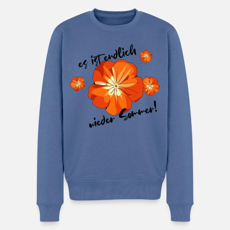 Sommer Blume - Männer Premium Bio Pullover - Taubenblau