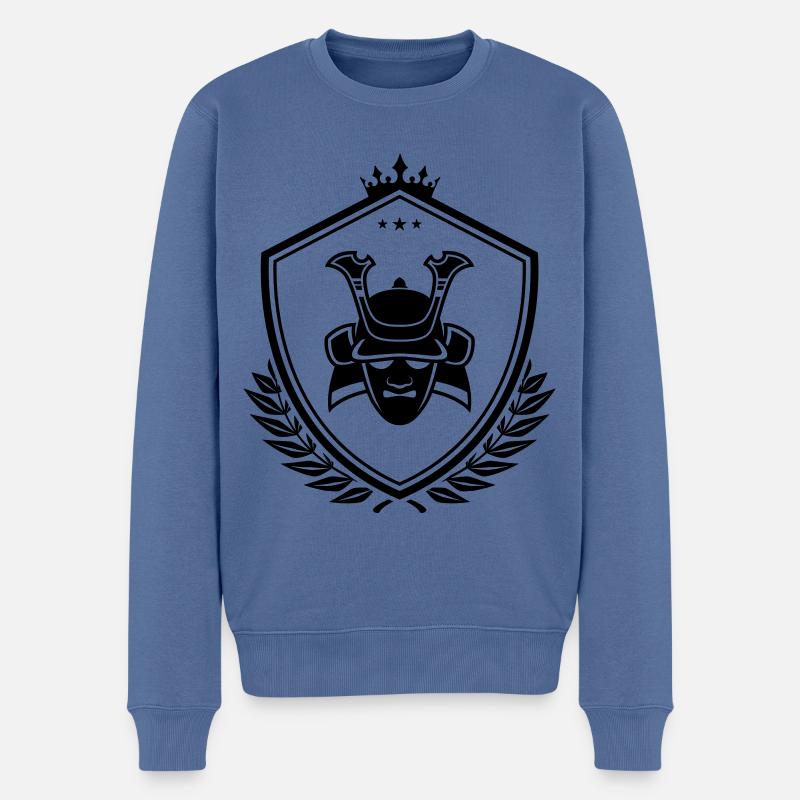 Armoiries du casque de samouraï - Pull Premium bio Homme - bleu pigeon
