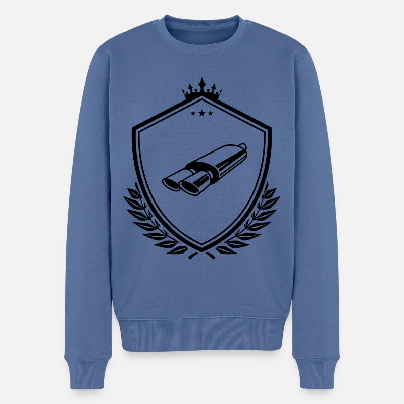 Auspuff Tuning Wappen - Männer Premium Bio Pullover - Taubenblau
