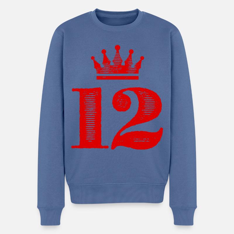 12 Zahl Krone - Männer Premium Bio Pullover - Taubenblau